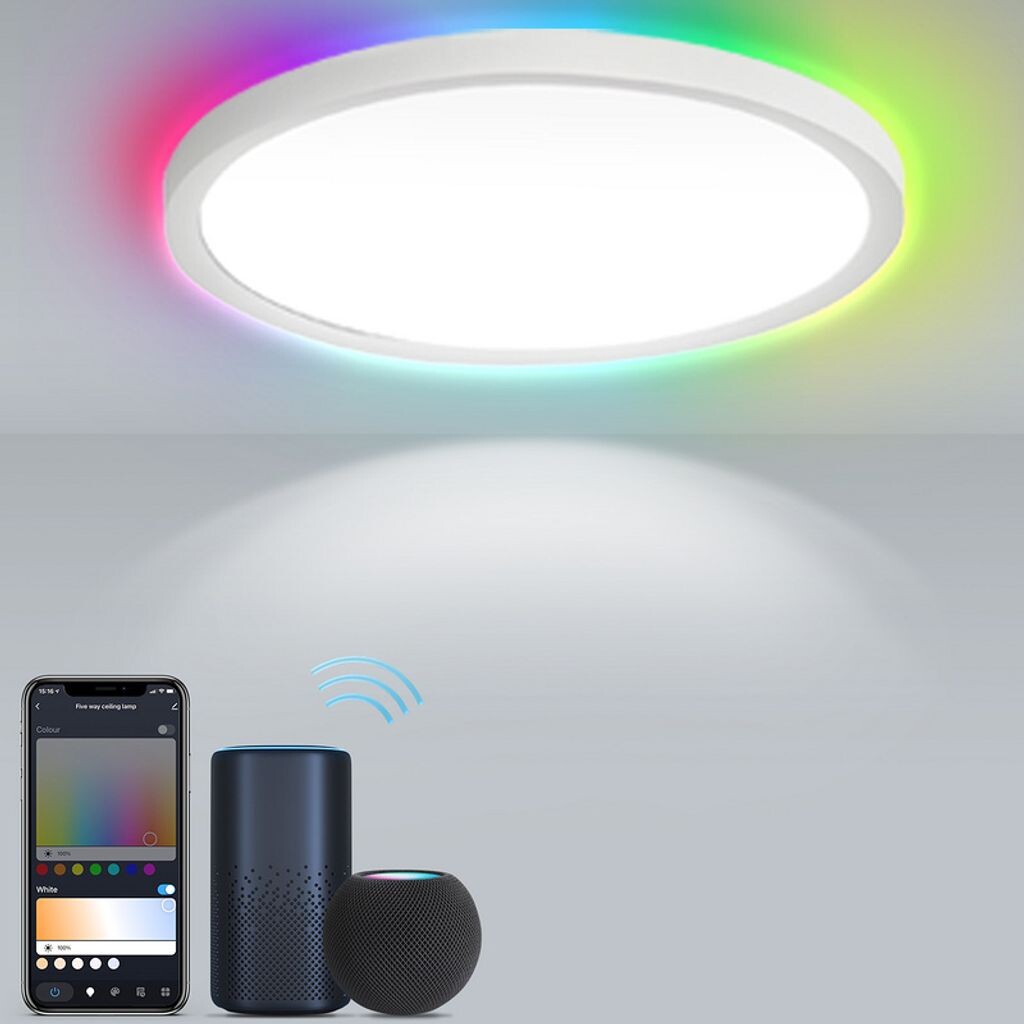 Yakimz 24W Smart LED потолочный светильник для прихожей, детской комнаты - потолочный светильник, RGB, с регулировкой яркости, белый
Yakimz 24W Smart LED потолочный светильник для прихожей, детской комнаты - потолочный светильник, RGB, с регулировкой яркости, белый
