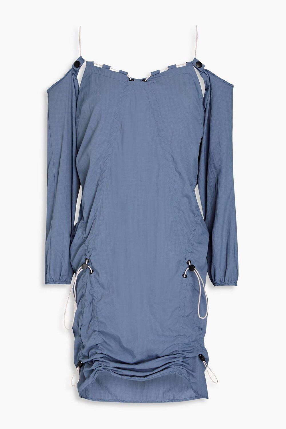 Платье мини из рипстопа со сборками и открытыми плечами MCQ ALEXANDER MCQUEEN, синий
Платье мини из рипстопа со сборками и открытыми плечами MCQ ALEXANDER MCQUEEN, синий