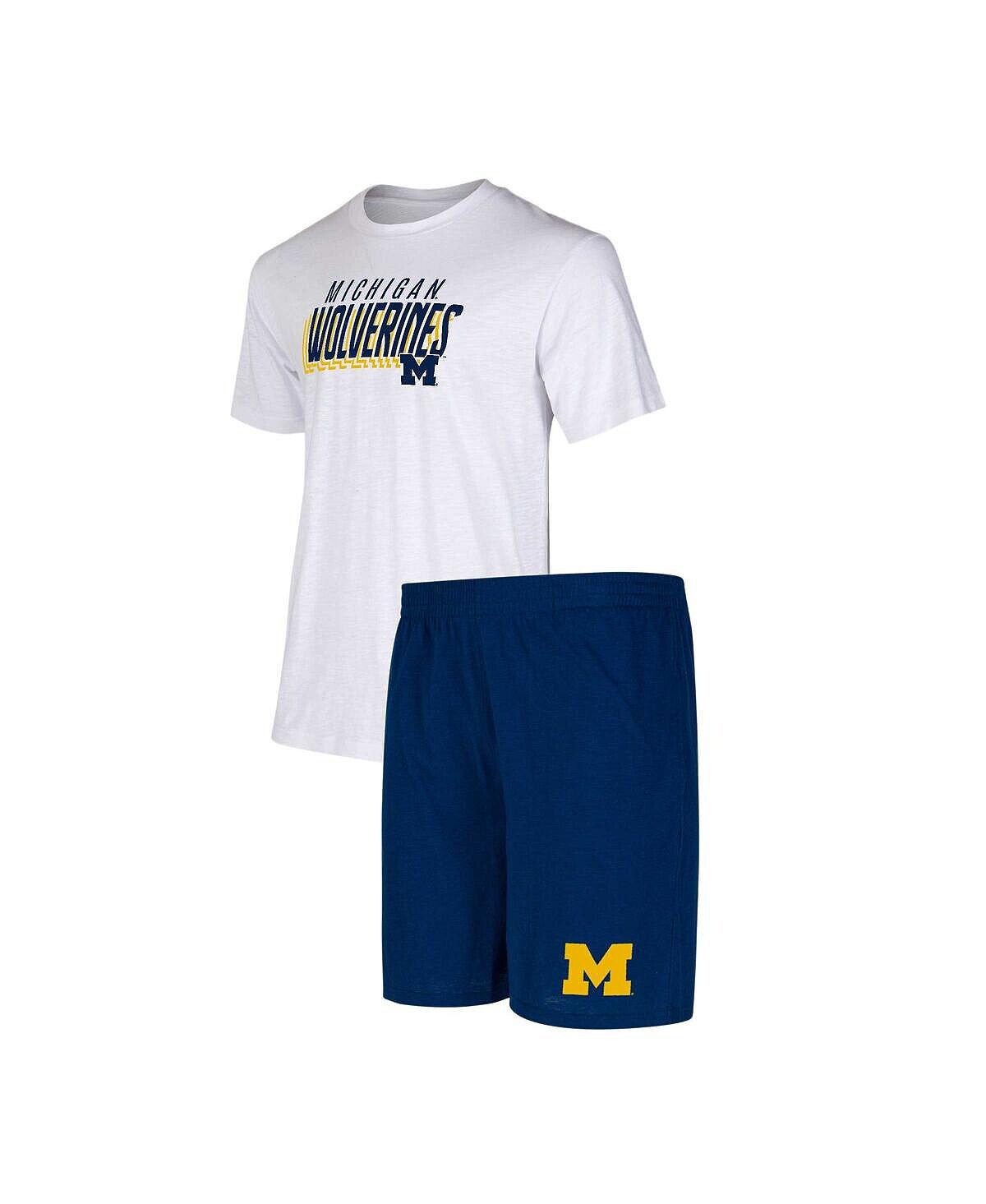 Мужской темно-синий, белый комплект из футболки и шорт Michigan Wolverines Downfield Concepts Sport
Мужской темно-синий, белый комплект из футболки и шорт Michigan Wolverines Downfield Concepts Sport
