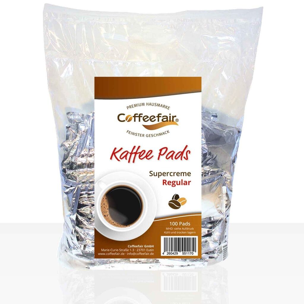 Подушечки для кофе Coffeefair Mega Bag Super Cream Regular - 100 штук в индивидуальной упаковке, подушечки для кофе, например, Senseo. Coffeefair Gmbh
Подушечки для кофе Coffeefair Mega Bag Super Cream Regular - 100 штук в индивидуальной упаковке, подушечки для кофе, например, Senseo. Coffeefair Gmbh
