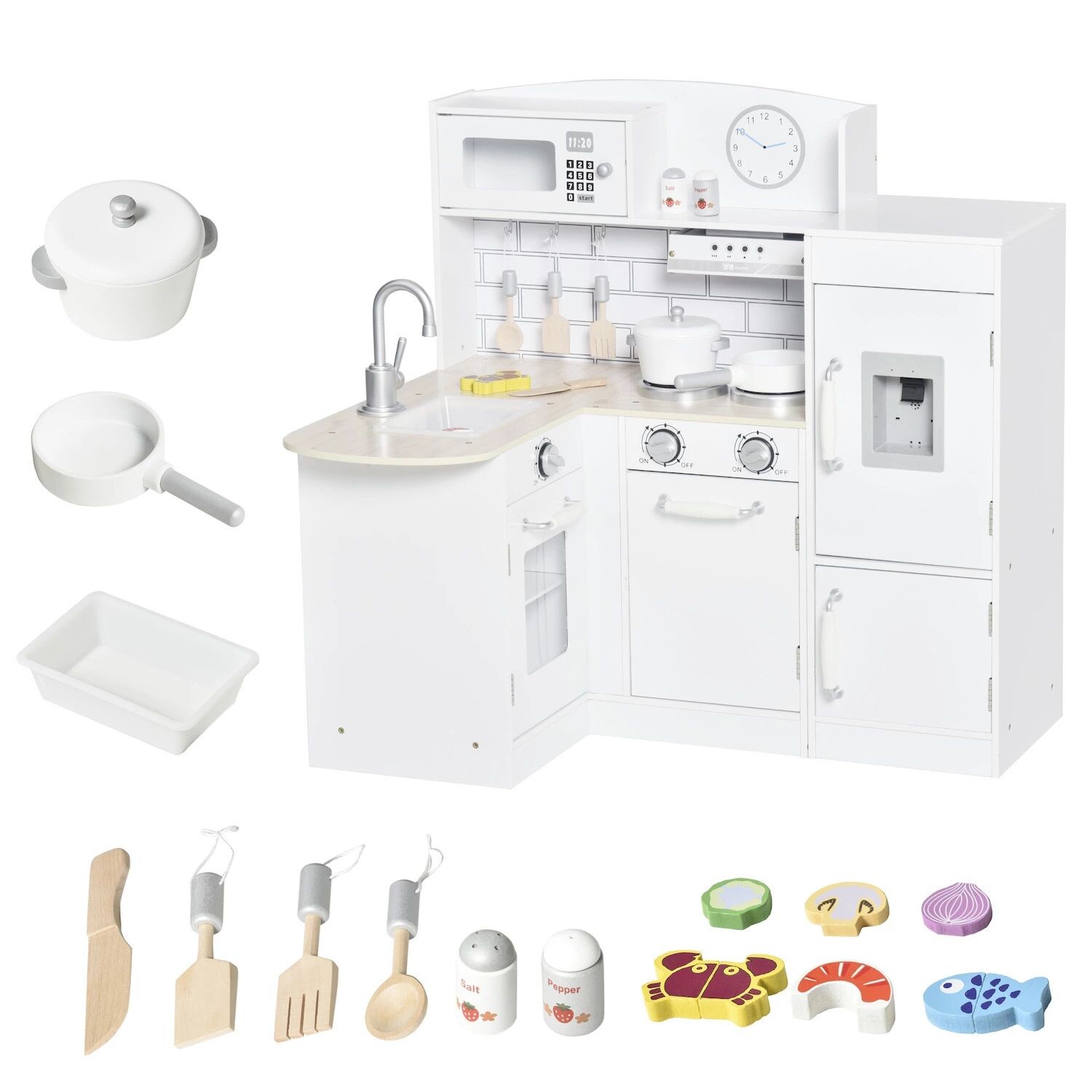 Qaba Black Kids Kitchen Play Набор игрушек для приготовления пищи для детей с питьевым фонтанчиком, микроволновой печью и холодильником с аксессуарами Qaba
Qaba Black Kids Kitchen Play Набор игрушек для приготовления пищи для детей с питьевым фонтанчиком, микроволновой печью и холодильником с аксессуарами Qaba