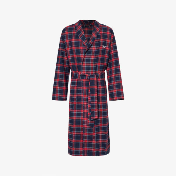 Хлопковый халат в клетку с фирменной вышивкой Emporio Armani, цвет scozzese marine/ross
Хлопковый халат в клетку с фирменной вышивкой Emporio Armani, цвет scozzese marine/ross