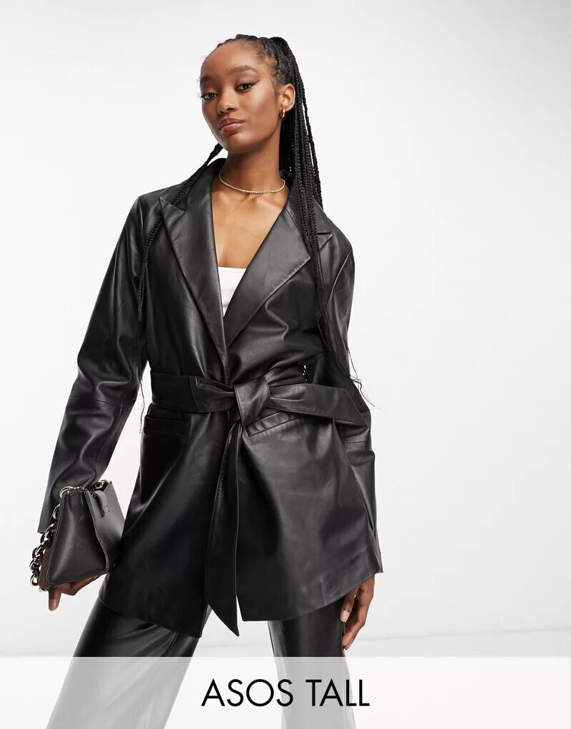 Черная куртка для мамы из натуральной кожи премиум-класса ASOS DESIGN Tall с поясом
Черная куртка для мамы из натуральной кожи премиум-класса ASOS DESIGN Tall с поясом
