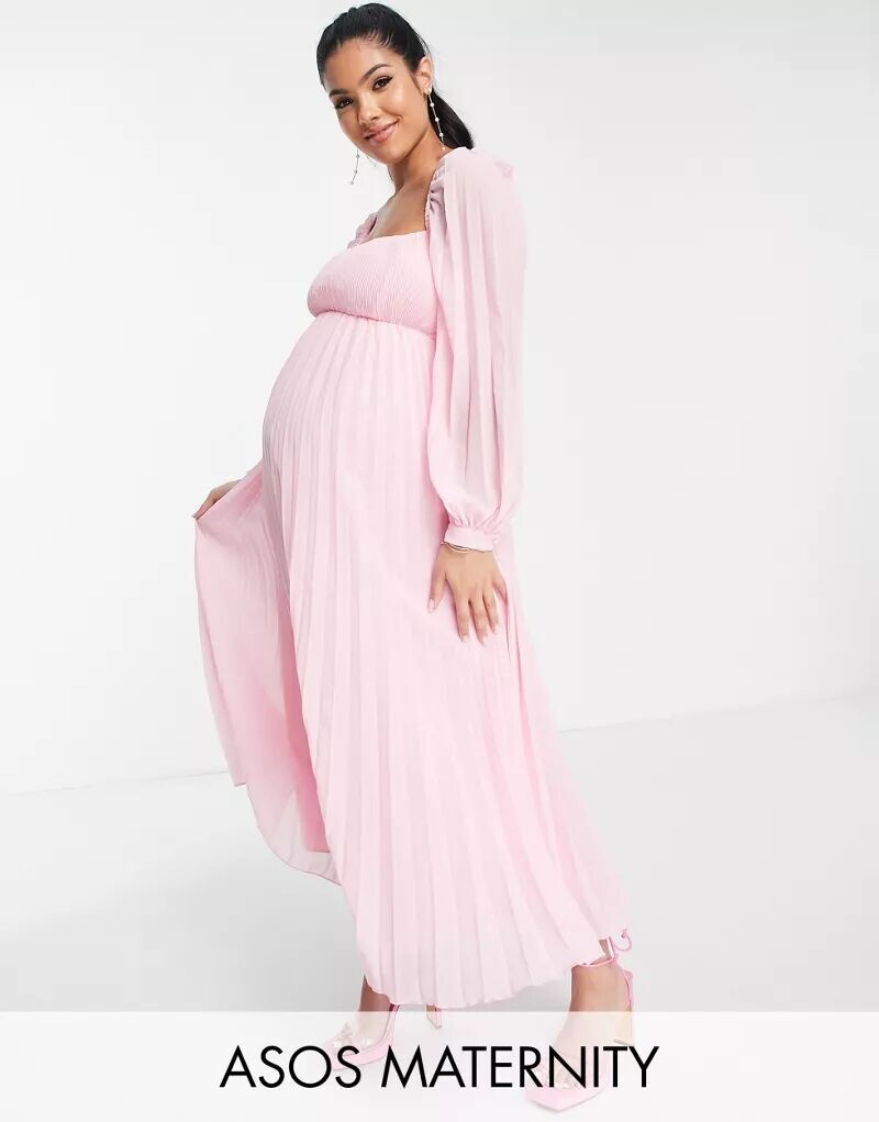 Розовое плиссированное платье миди с квадратным вырезом и плиссировкой ASOS DESIGN Maternity
Розовое плиссированное платье миди с квадратным вырезом и плиссировкой ASOS DESIGN Maternity