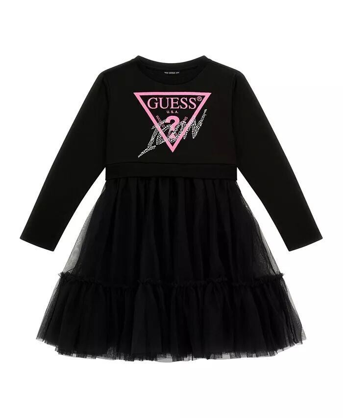 Платье из смешанной ткани с длинными рукавами для больших девочек Guess, черный
Платье из смешанной ткани с длинными рукавами для больших девочек Guess, черный