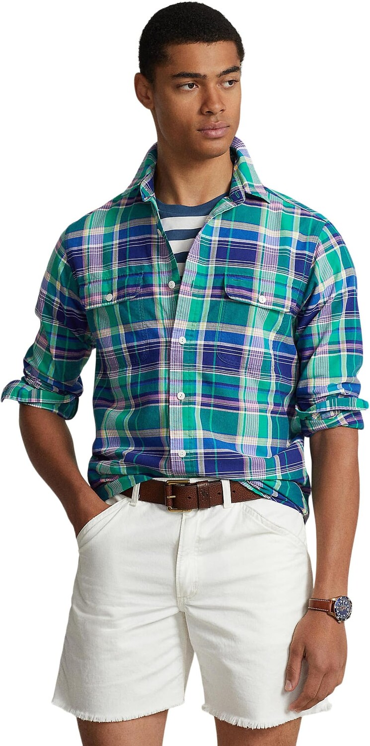 Рубашка-поло Classic Fit Plaid Oxford Long Sleeve Workshirt Polo Ralph Lauren, цвет Green/Navy Multi
Рубашка-поло Classic Fit Plaid Oxford Long Sleeve Workshirt Polo Ralph Lauren, цвет Green/Navy Multi