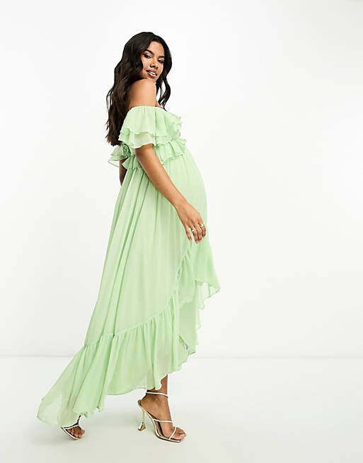 Шалфейное платье макси с открытыми плечами и высоким низким подолом ASOS DESIGN Maternity
Шалфейное платье макси с открытыми плечами и высоким низким подолом ASOS DESIGN Maternity