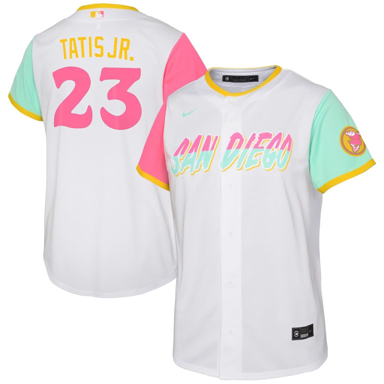 Джерси Nike Fernando Tatis Jr. White San Diego Padres 2022 City Connect для дошкольников, реплика игрока Nike
Джерси Nike Fernando Tatis Jr. White San Diego Padres 2022 City Connect для дошкольников, реплика игрока Nike