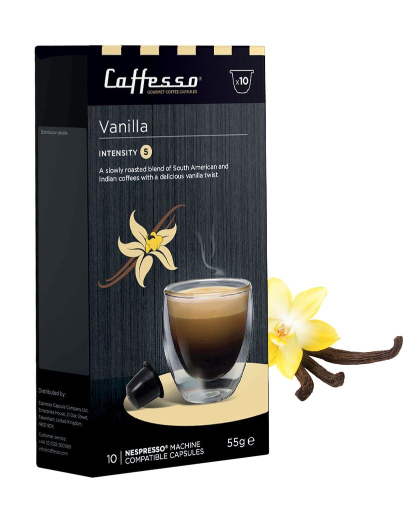 Caffesso Vanilla Пакет из 10 капсул, 100% совместимых с кофемашинами Nespresso, DeLonghi и Krups.
Caffesso Vanilla Пакет из 10 капсул, 100% совместимых с кофемашинами Nespresso, DeLonghi и Krups.