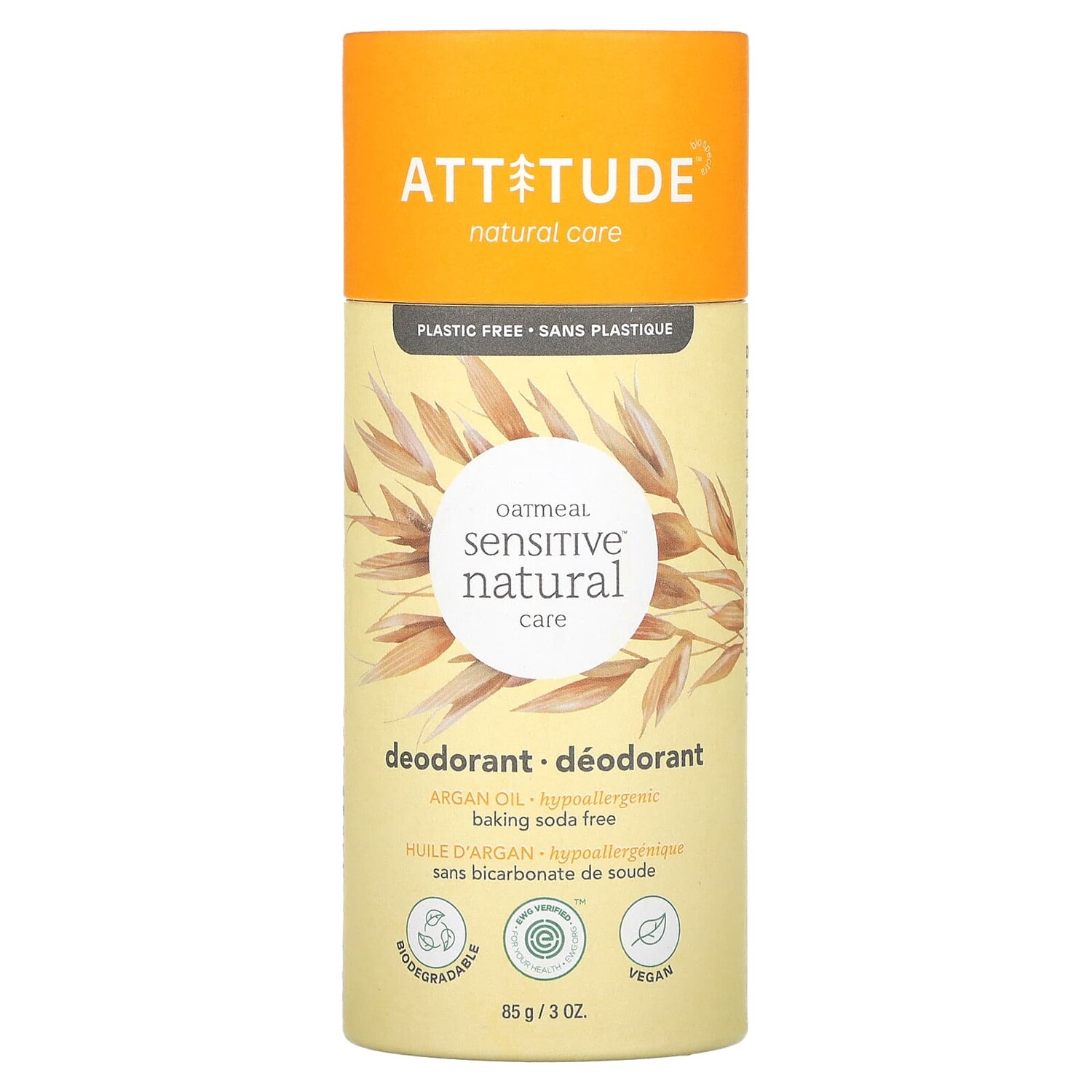 Oatmeal Sensitive Natural Care Deodorant, аргановое масло, 85 г (3 унции), ATTITUDE
Oatmeal Sensitive Natural Care Deodorant, аргановое масло, 85 г (3 унции), ATTITUDE