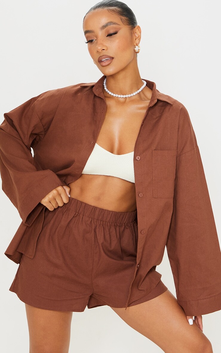 PrettyLittleThing Коричневая свободная рубашка с плетеными рукавами-фонариками
PrettyLittleThing Коричневая свободная рубашка с плетеными рукавами-фонариками
