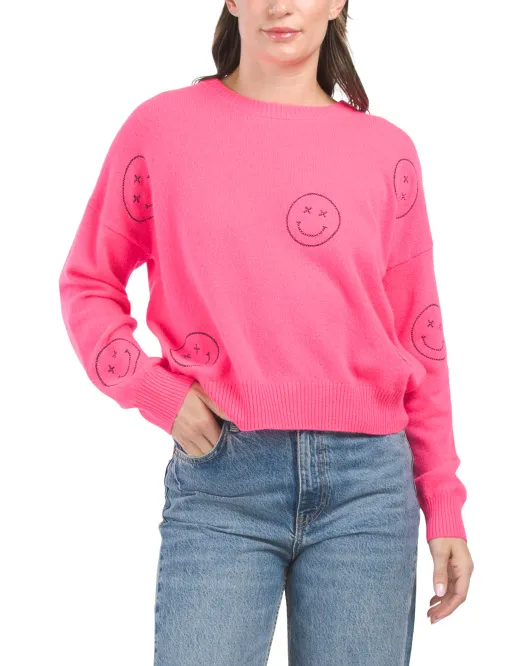 Кашемировый свитер со смайликом и круглым вырезом Brodie Cashmere, розовый/черный
Кашемировый свитер со смайликом и круглым вырезом Brodie Cashmere, розовый/черный