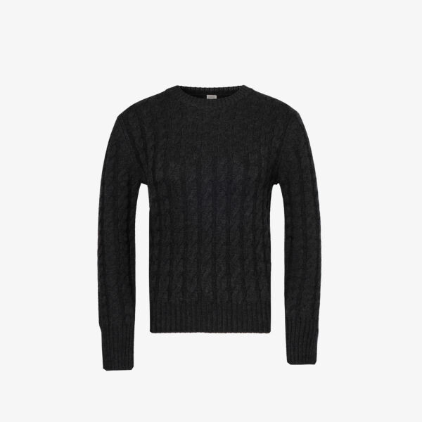 Шерстяной джемпер вязанной вязки с круглым вырезом Toteme, цвет charcoal melange 019
Шерстяной джемпер вязанной вязки с круглым вырезом Toteme, цвет charcoal melange 019