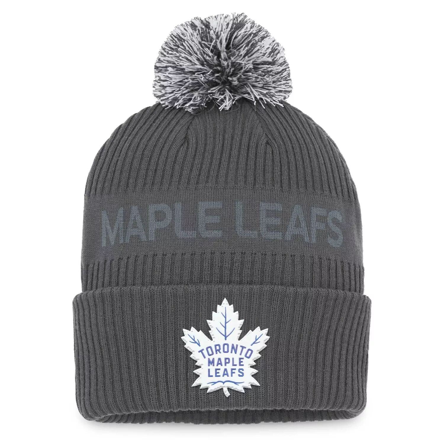 Мужская темно-серая мужская шапка Fanatics Toronto Maple Leafs Authentic Pro Home с манжетами и помпоном
Мужская темно-серая мужская шапка Fanatics Toronto Maple Leafs Authentic Pro Home с манжетами и помпоном