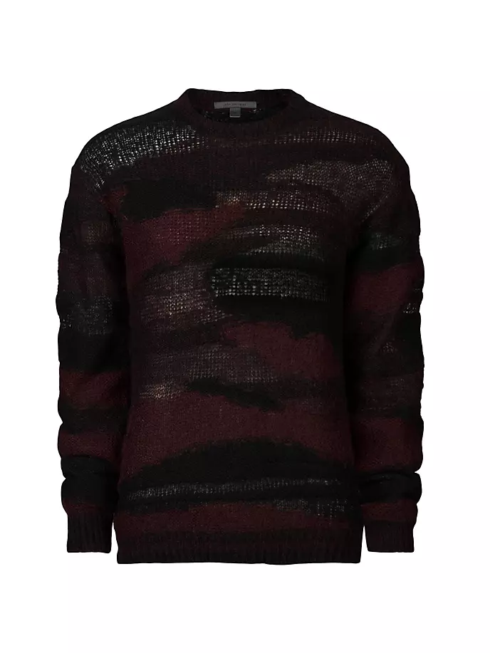 Ажурный свитер с круглым вырезом в полоску из смесовой шерсти John Varvatos, цвет dark plum
Ажурный свитер с круглым вырезом в полоску из смесовой шерсти John Varvatos, цвет dark plum