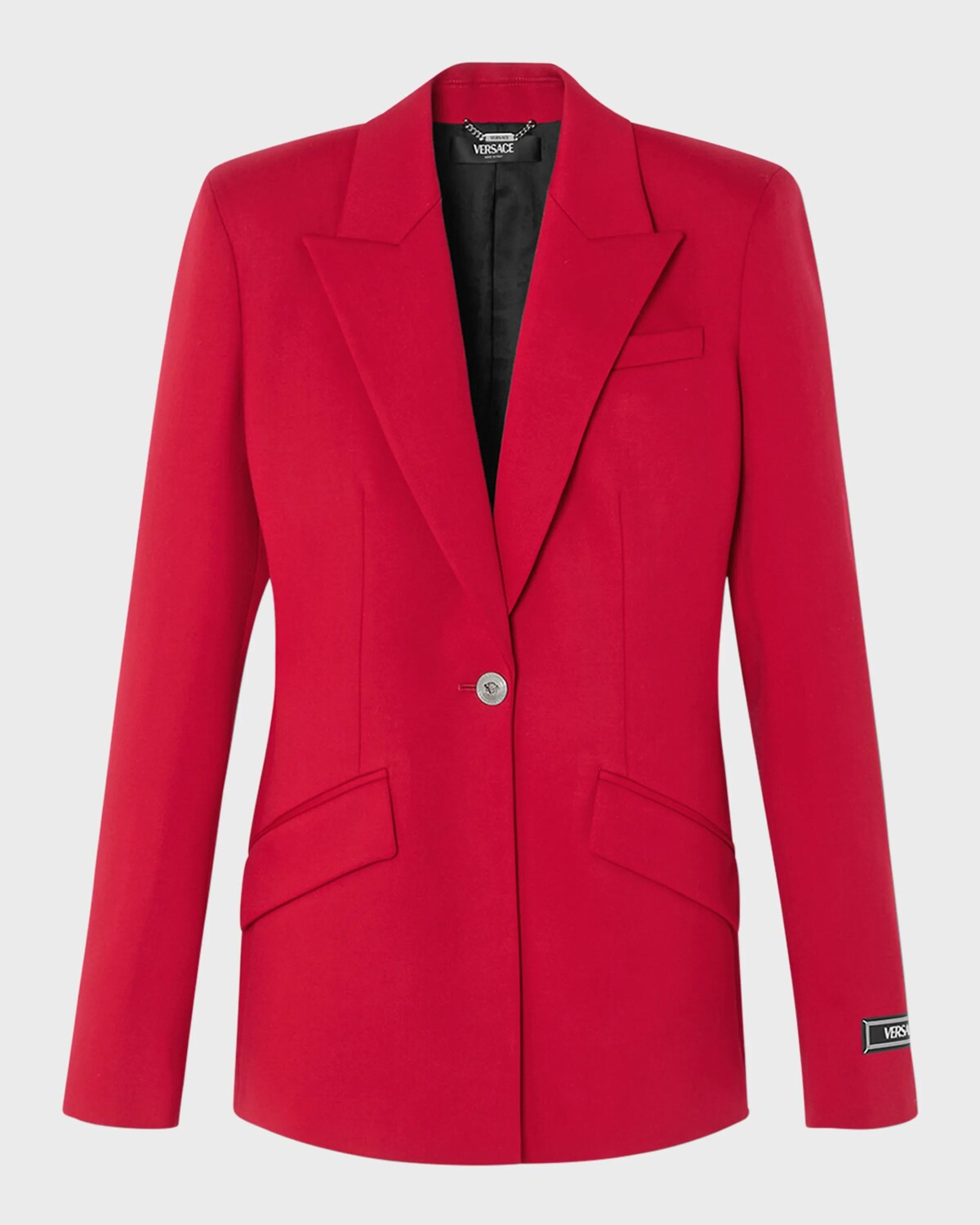 Однобортный жакет из шерсти Grain De Poudre Versace, цвет Lipstick Red
Однобортный жакет из шерсти Grain De Poudre Versace, цвет Lipstick Red