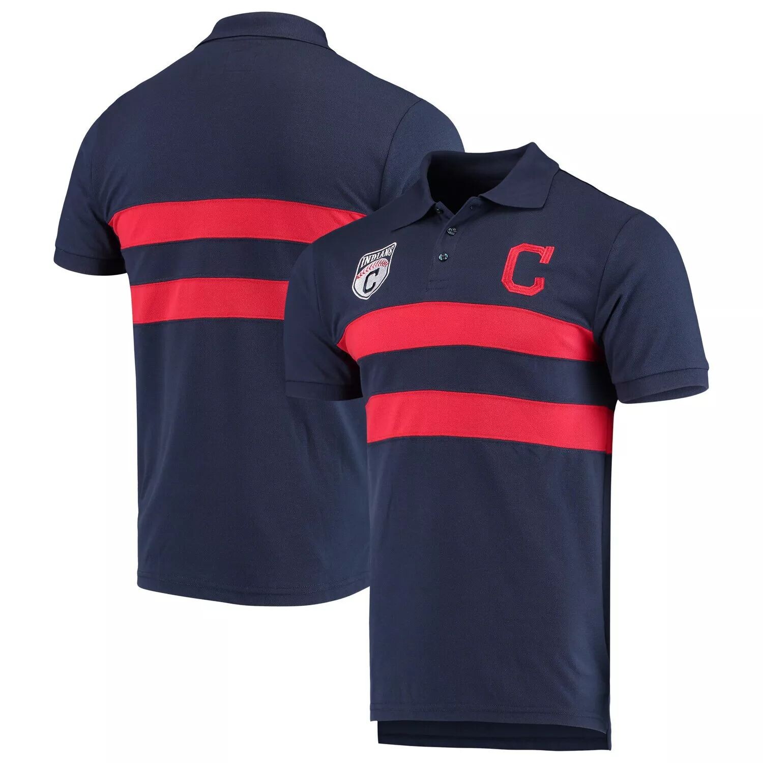 Мужская темно-синяя футболка-поло с горизонтальными 2 полосками Cleveland Indians
Мужская темно-синяя футболка-поло с горизонтальными 2 полосками Cleveland Indians