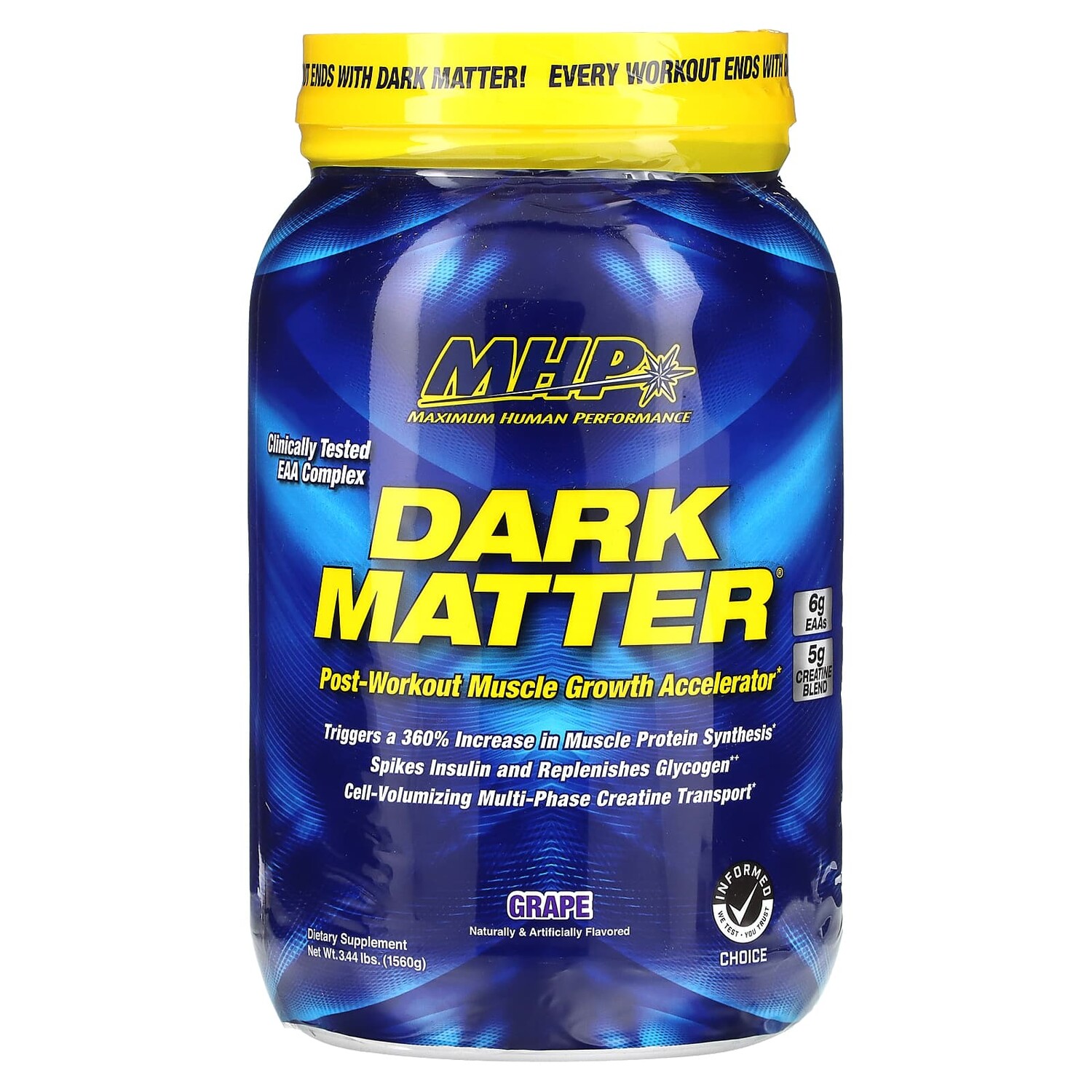DARK MATTER, ускоритель роста мышц после тренировки, виноград, 1560 г (3,44 фунта), MHP
DARK MATTER, ускоритель роста мышц после тренировки, виноград, 1560 г (3,44 фунта), MHP
