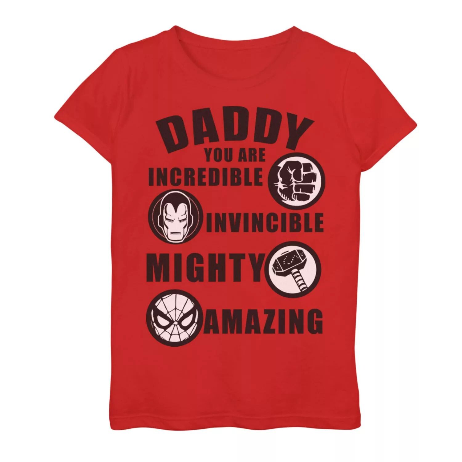 Футболка с рисунком «Marvel Daddy You Are Incredible Invincible Mighty Amazing» для девочек 7–16 лет Marvel
Футболка с рисунком «Marvel Daddy You Are Incredible Invincible Mighty Amazing» для девочек 7–16 лет Marvel