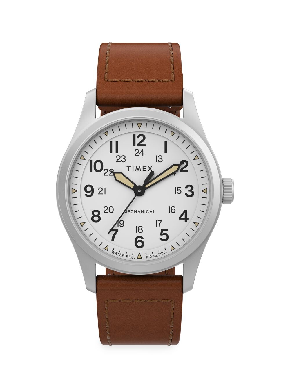 Часы с механическим ручным заводом из белой и коричневой кожи 38 мм Timex, коричневый
Часы с механическим ручным заводом из белой и коричневой кожи 38 мм Timex, коричневый