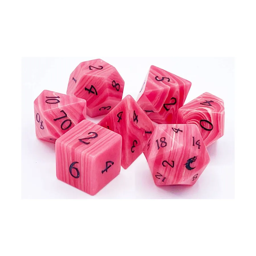Набор Poly — полосатый розовый агат с черным (7), Gemstone Dice (Old School Dice & Accessories)
Набор Poly — полосатый розовый агат с черным (7), Gemstone Dice (Old School Dice & Accessories)