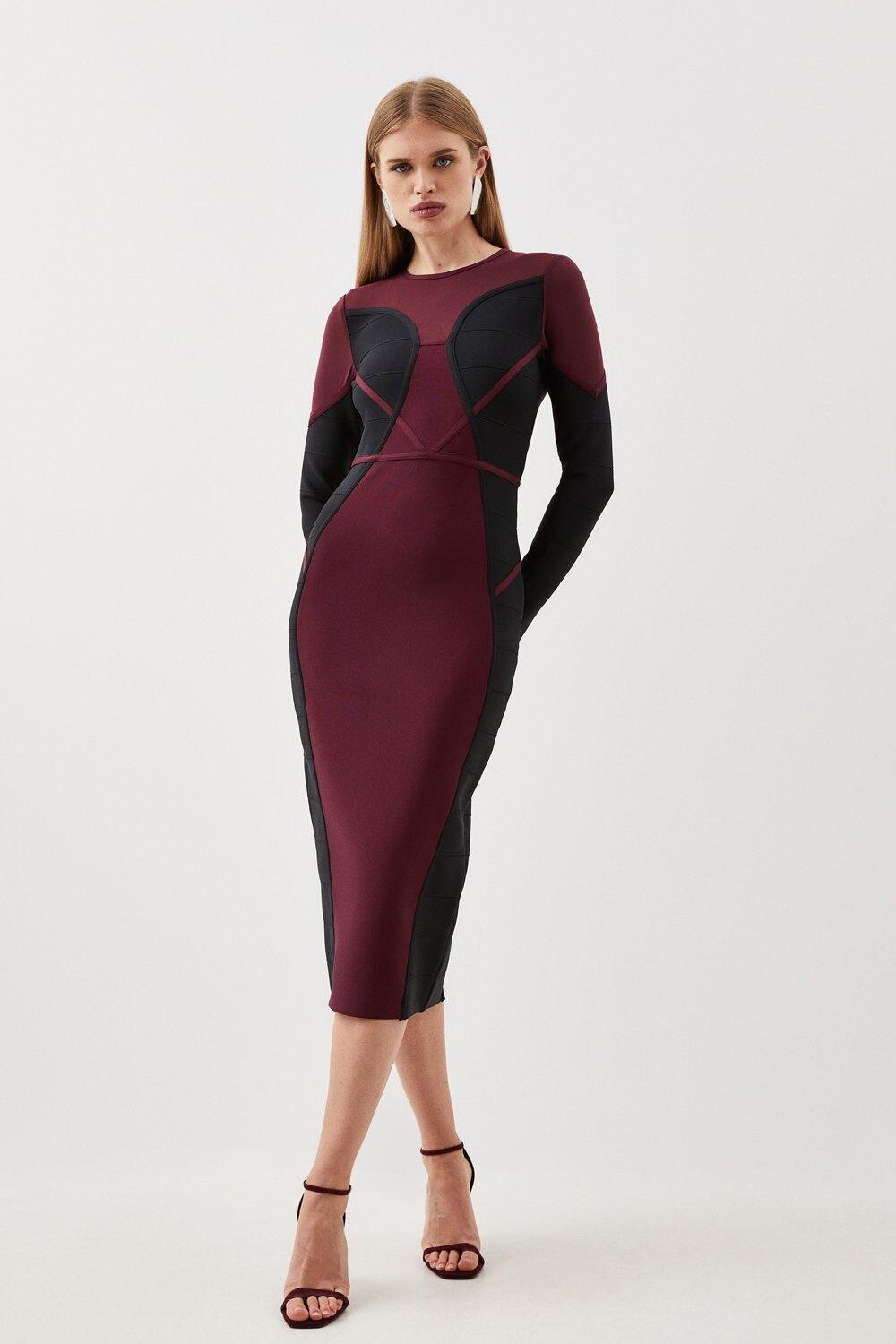 Платье с цветными блоками из трикотажа и сетки с повязками Karen Millen, красный
Платье с цветными блоками из трикотажа и сетки с повязками Karen Millen, красный