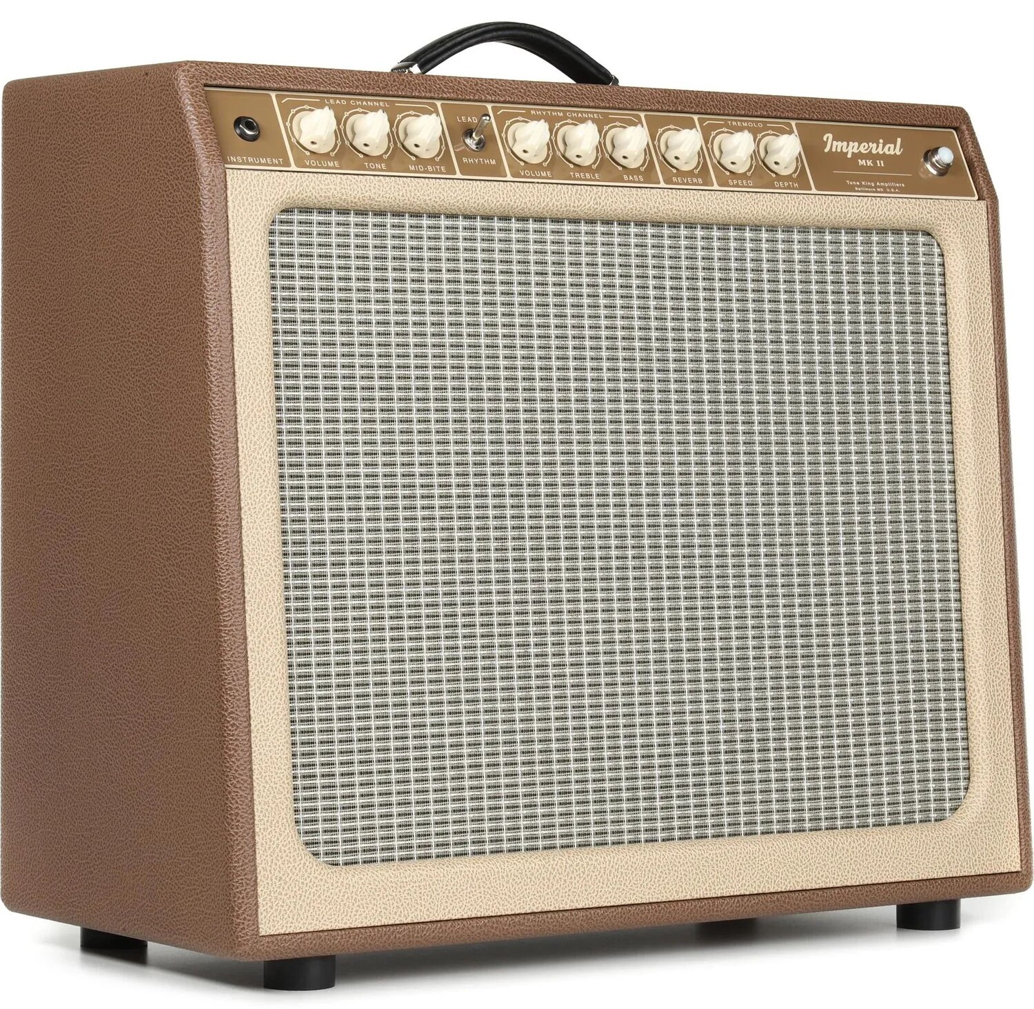 Tone King Imperial Mk II 1x12 дюймов, 20-ваттный ламповый комбоусилитель с аттенюатором и реверберацией — коричневый/бежевый
Tone King Imperial Mk II 1x12 дюймов, 20-ваттный ламповый комбоусилитель с аттенюатором и реверберацией — коричневый/бежевый
