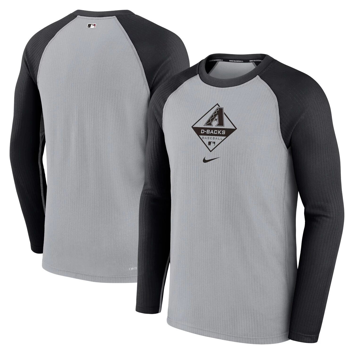 Мужская серая/черная футболка Arizona Diamondbacks Game Authentic Collection Performance с длинным рукавом реглан Nike
Мужская серая/черная футболка Arizona Diamondbacks Game Authentic Collection Performance с длинным рукавом реглан Nike