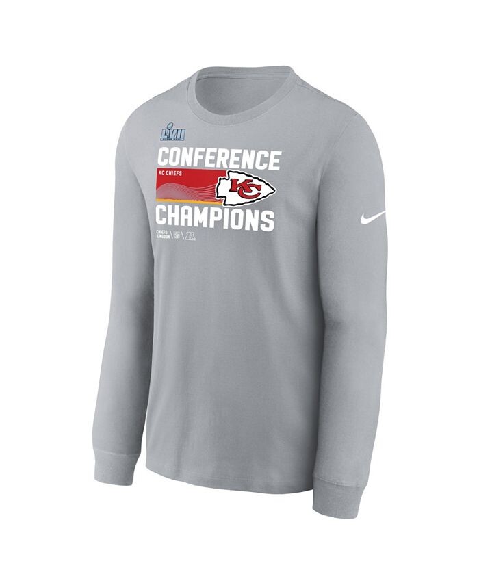 Мужская серая футболка с длинным рукавом Kansas City Chiefs 2022 AFC Champions Trophy Collection Nike, серый
Мужская серая футболка с длинным рукавом Kansas City Chiefs 2022 AFC Champions Trophy Collection Nike, серый