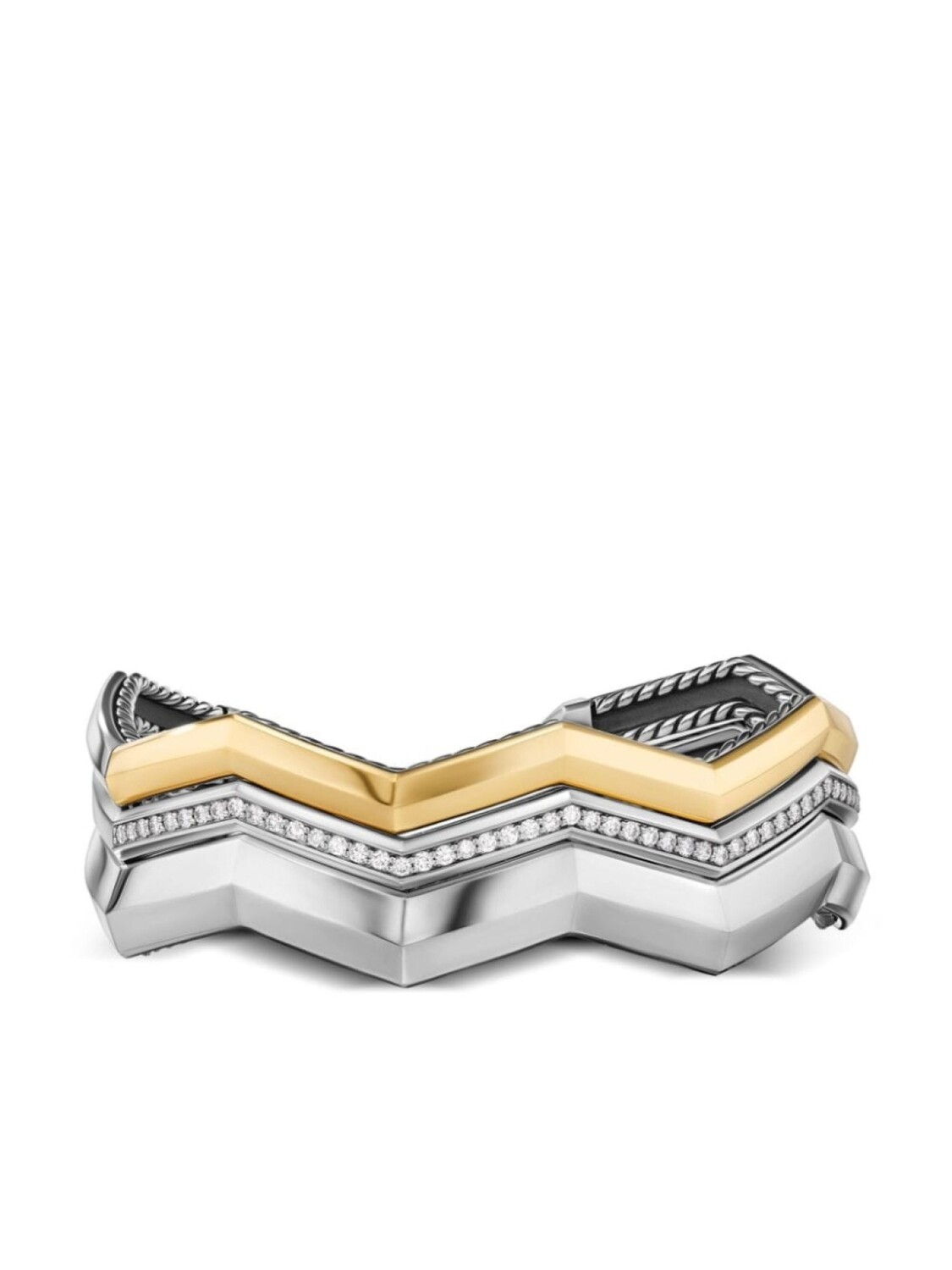 Браслет-кафф Stax из серебра и желтого золота с бриллиантами David Yurman, серебряный
Браслет-кафф Stax из серебра и желтого золота с бриллиантами David Yurman, серебряный