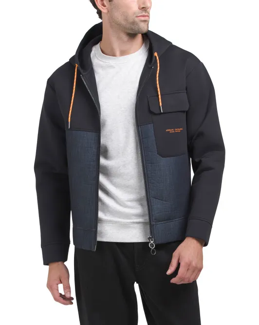 Дизайнерская спортивная куртка с капюшоном и молнией во всю длину Armani Exchange, цвет Indigo Navy Mix
Дизайнерская спортивная куртка с капюшоном и молнией во всю длину Armani Exchange, цвет Indigo Navy Mix