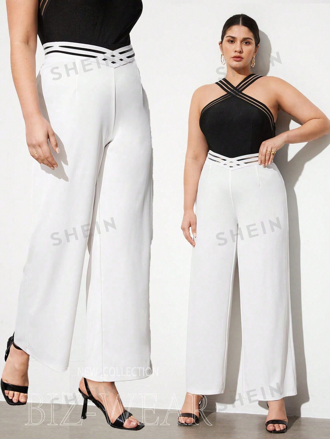 BIZwear Женские брюки больших размеров, свободного кроя, V-образная талия Shein, белый
BIZwear Женские брюки больших размеров, свободного кроя, V-образная талия Shein, белый