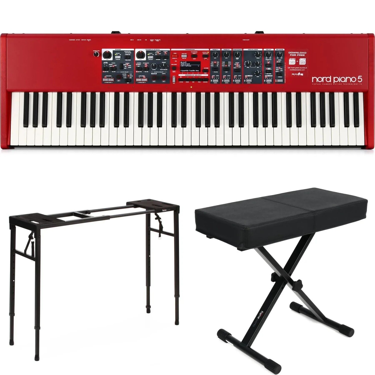 Nord Piano 5, 73-клавишный комплект сценического фортепиано Essentials Bundle
Nord Piano 5, 73-клавишный комплект сценического фортепиано Essentials Bundle