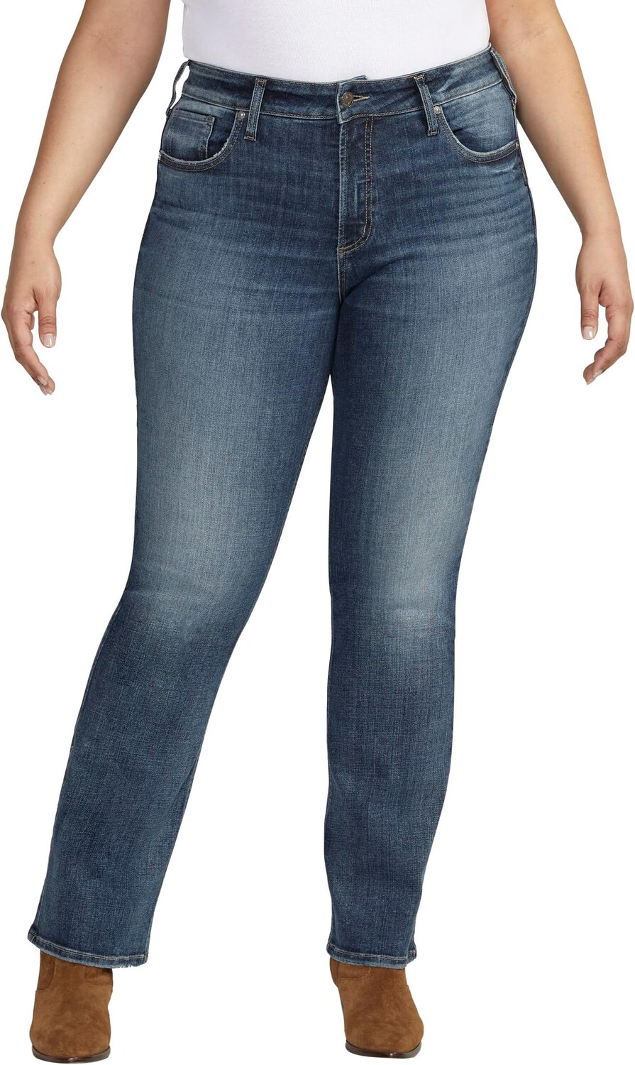 Джинсы Silver Jeans Co. Plus Size Avery High-Rise Slim Bootcut Jeans W94627EAE321, цвет Indigo 
Джинсы Silver Jeans Co. Plus Size Avery High-Rise Slim Bootcut Jeans W94627EAE321, цвет Indigo