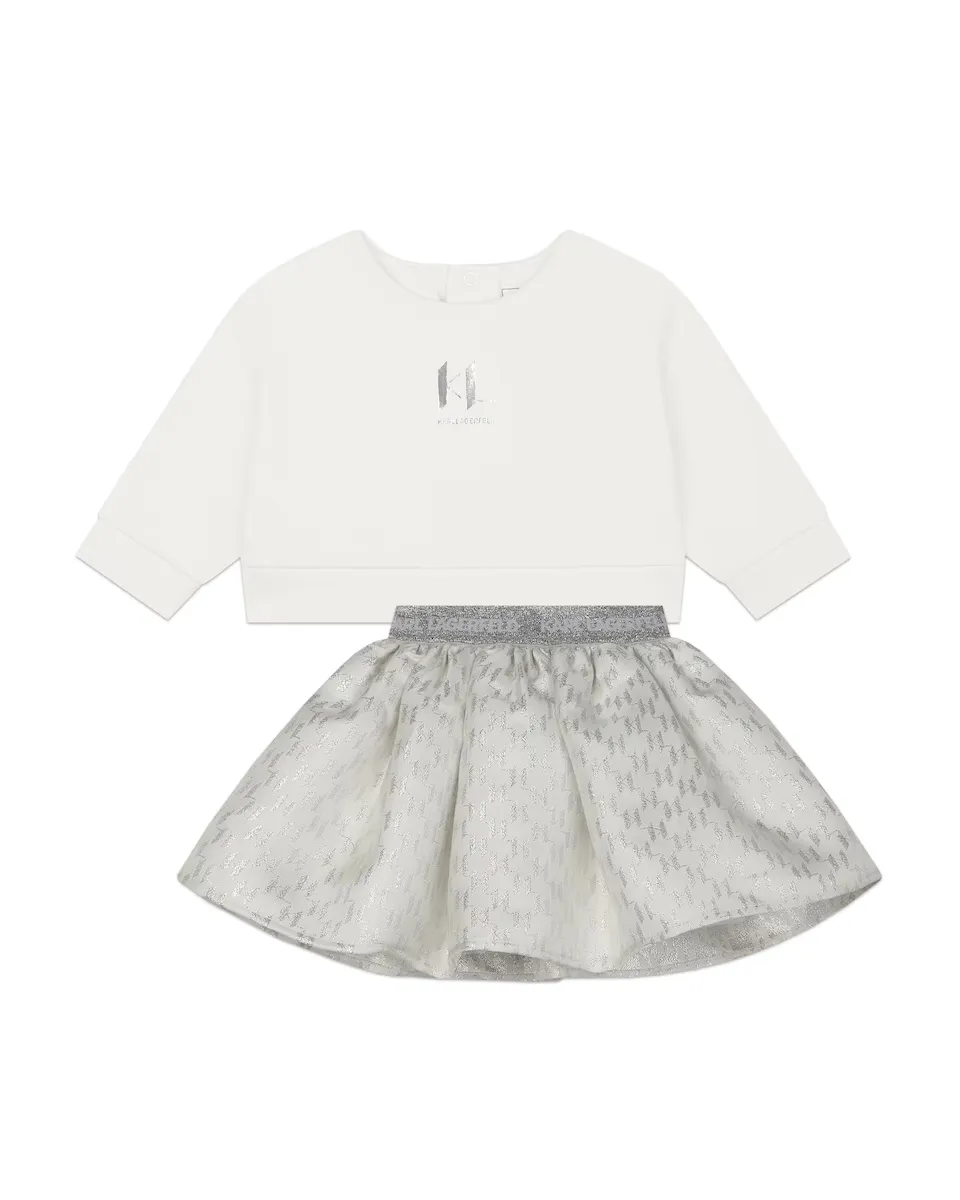 Комплект для девочки из толстовки и юбки на резинке на талии Karl Lagerfeld Kids, серый
Комплект для девочки из толстовки и юбки на резинке на талии Karl Lagerfeld Kids, серый