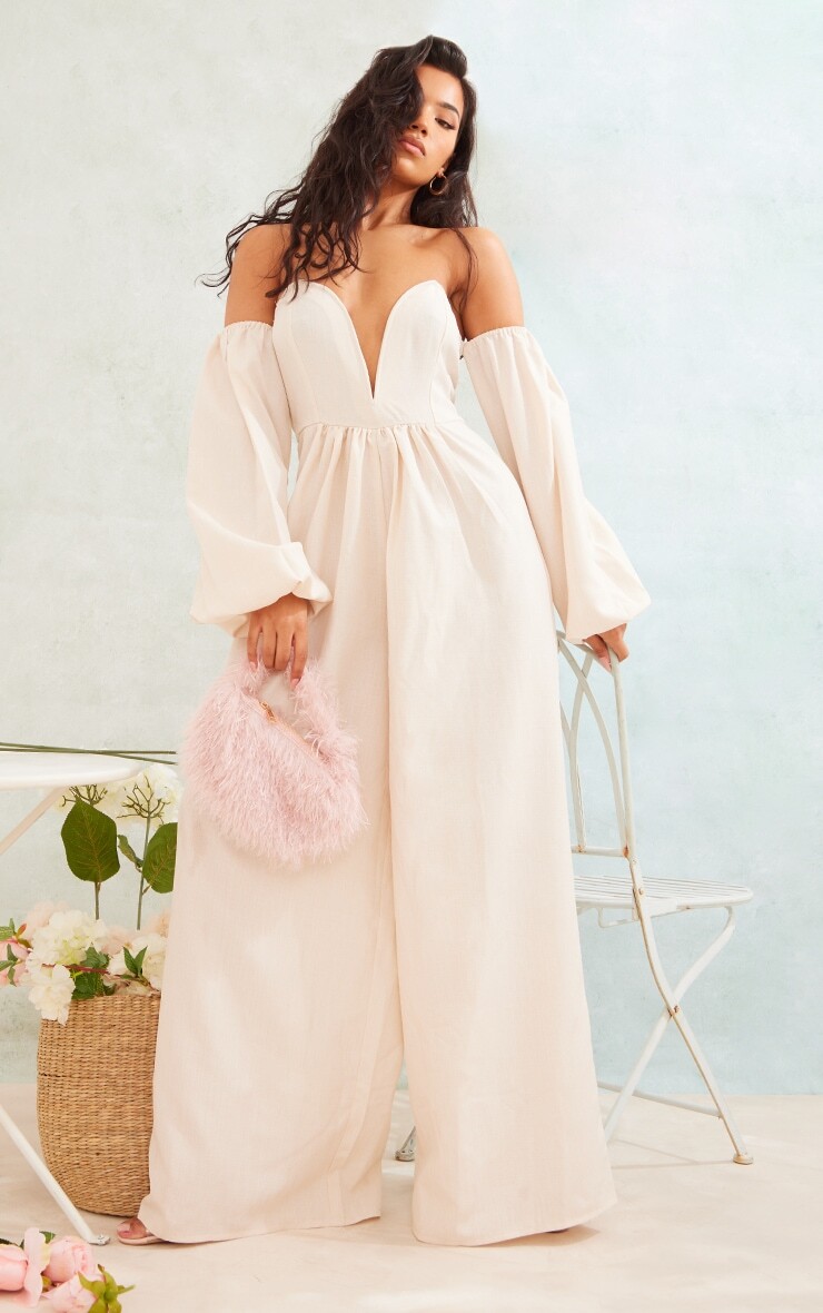 PrettyLittleThing Комбинезон с широкими штанинами и льняным узором Stone с V-образным вырезом и бардо
PrettyLittleThing Комбинезон с широкими штанинами и льняным узором Stone с V-образным вырезом и бардо