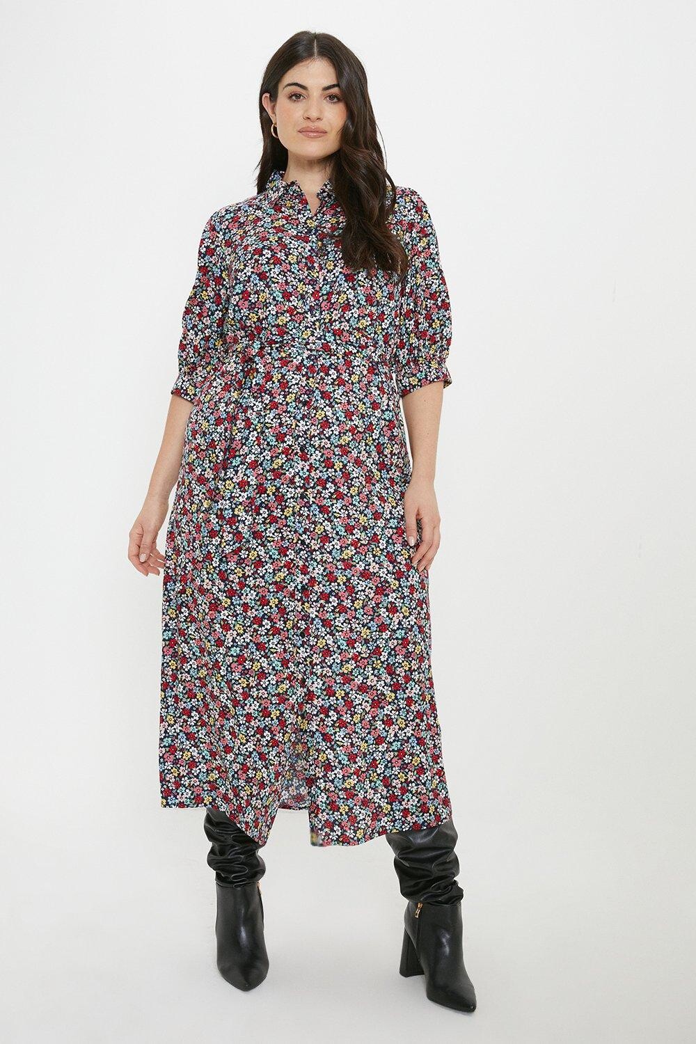 Темно-синее платье-рубашка с короткими рукавами и цветочным принтом Curve Dorothy Perkins, темно-синий
Темно-синее платье-рубашка с короткими рукавами и цветочным принтом Curve Dorothy Perkins, темно-синий