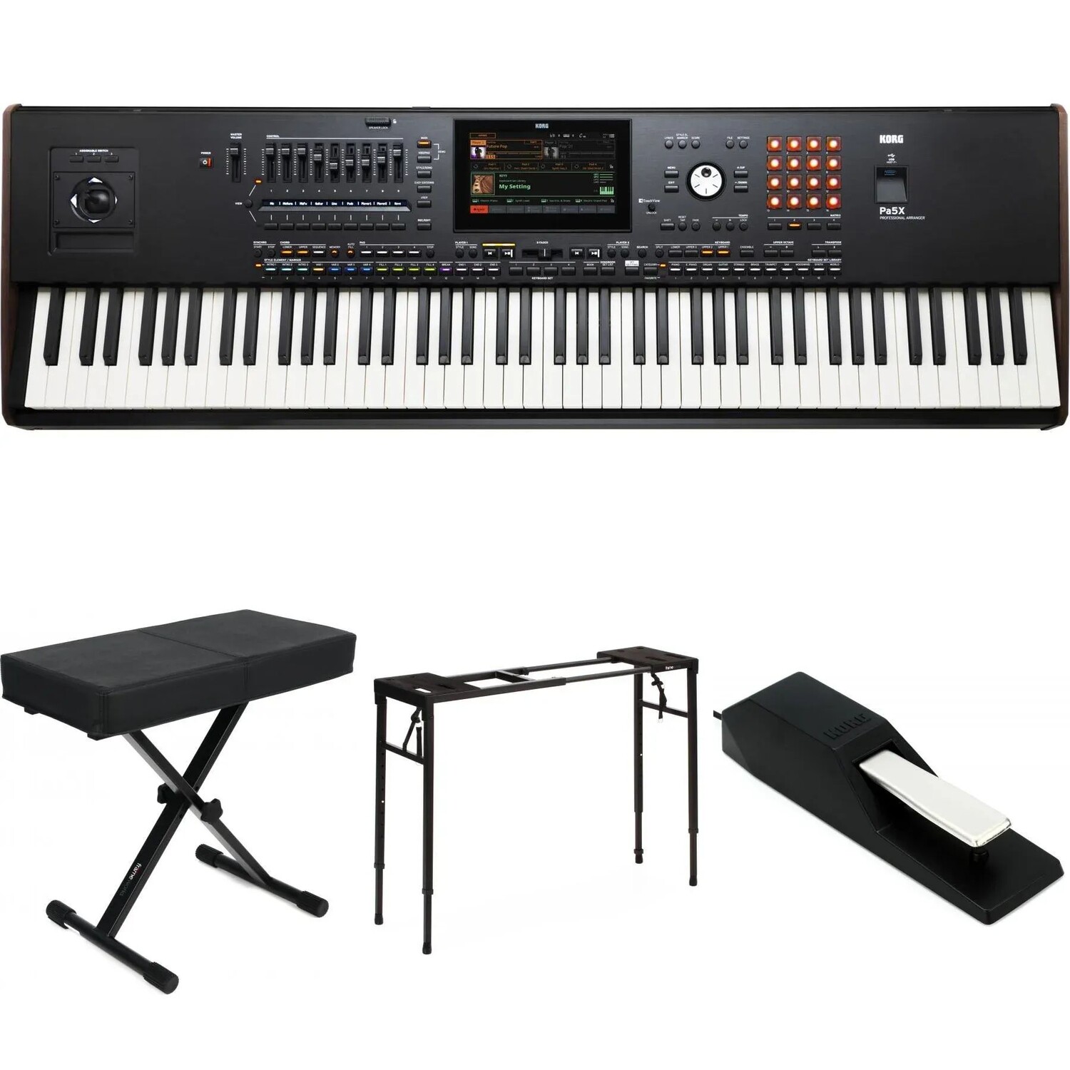 Korg Pa5X 88, 88-клавишный аранжировщик, набор необходимых компонентов для рабочей станции
Korg Pa5X 88, 88-клавишный аранжировщик, набор необходимых компонентов для рабочей станции