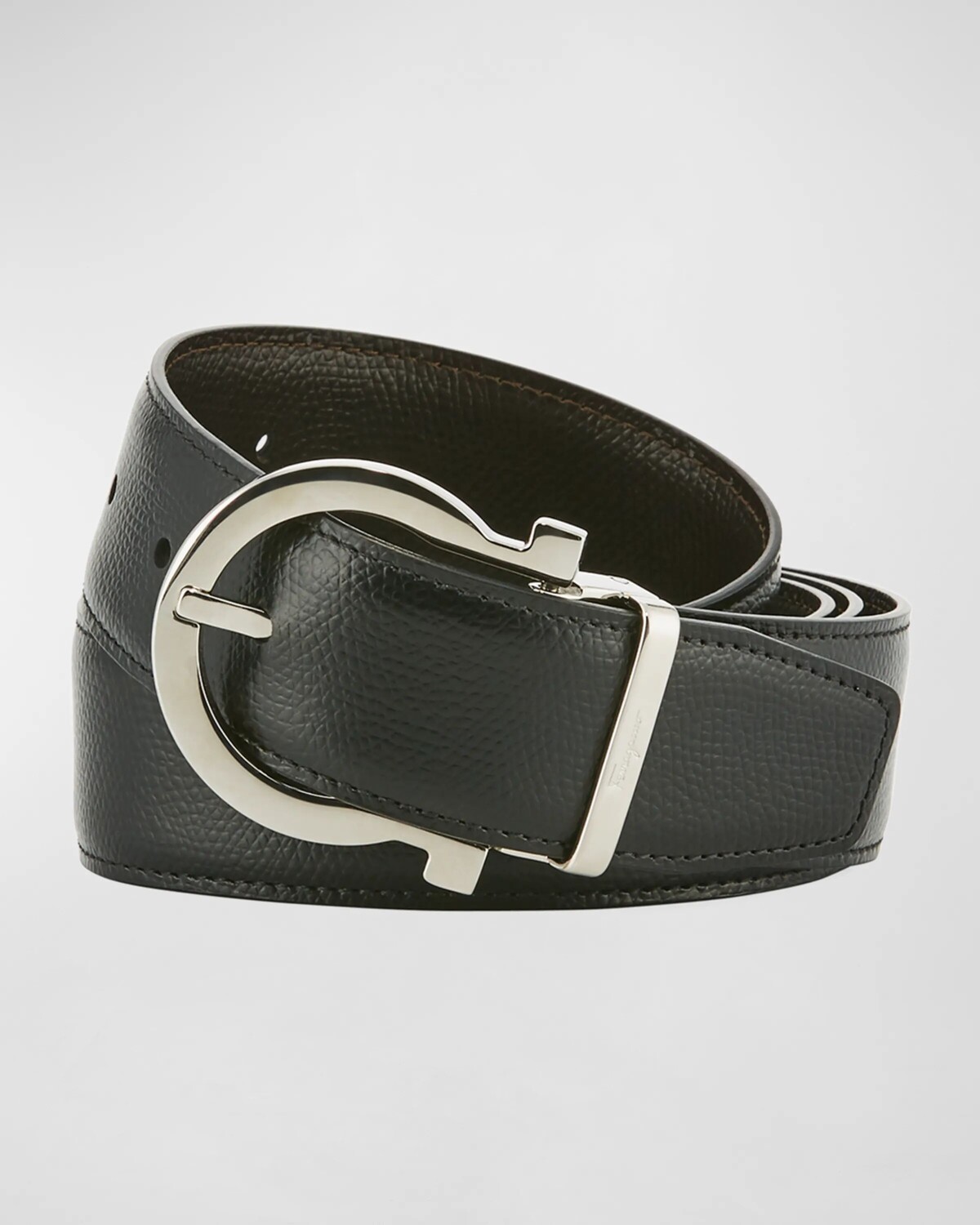 Мужской ремень из тисненой кожи Gancio с пряжкой Ferragamo, цвет Black/Hickory
Мужской ремень из тисненой кожи Gancio с пряжкой Ferragamo, цвет Black/Hickory
