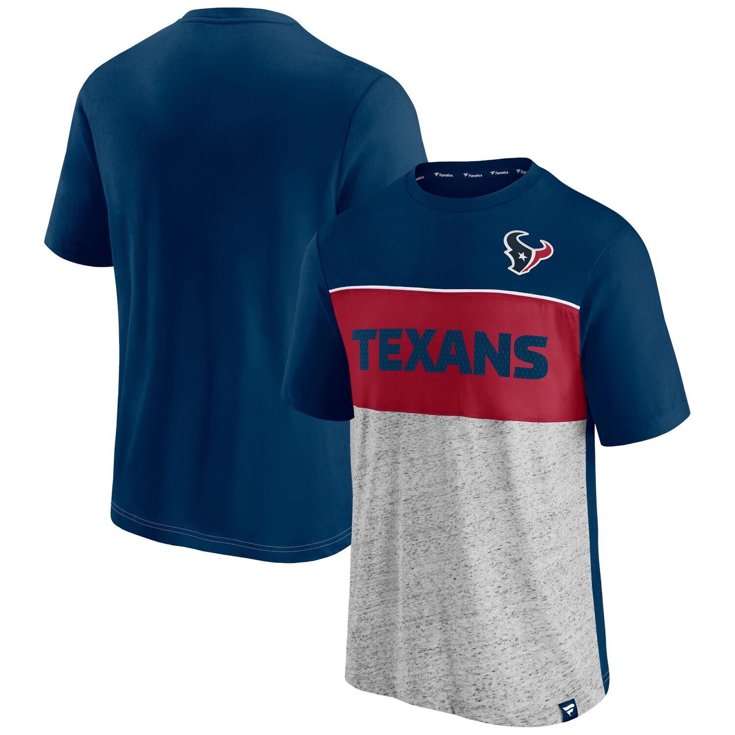 Мужская фирменная темно-синяя/серая футболка Houston Texans с цветными блоками Fanatics, Синий
Мужская фирменная темно-синяя/серая футболка Houston Texans с цветными блоками Fanatics, Синий