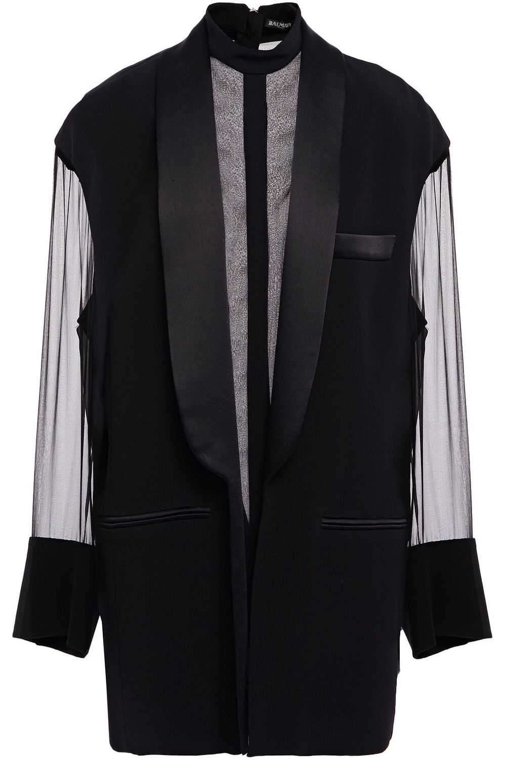 Многослойное мини-платье из шелкового шифона и крепа с атласной отделкой BALMAIN, черный
Многослойное мини-платье из шелкового шифона и крепа с атласной отделкой BALMAIN, черный