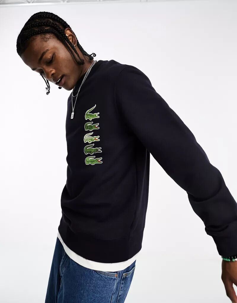 Темно-синяя укороченная толстовка Lacoste с многослойным логотипом из кожи крокодила
Темно-синяя укороченная толстовка Lacoste с многослойным логотипом из кожи крокодила