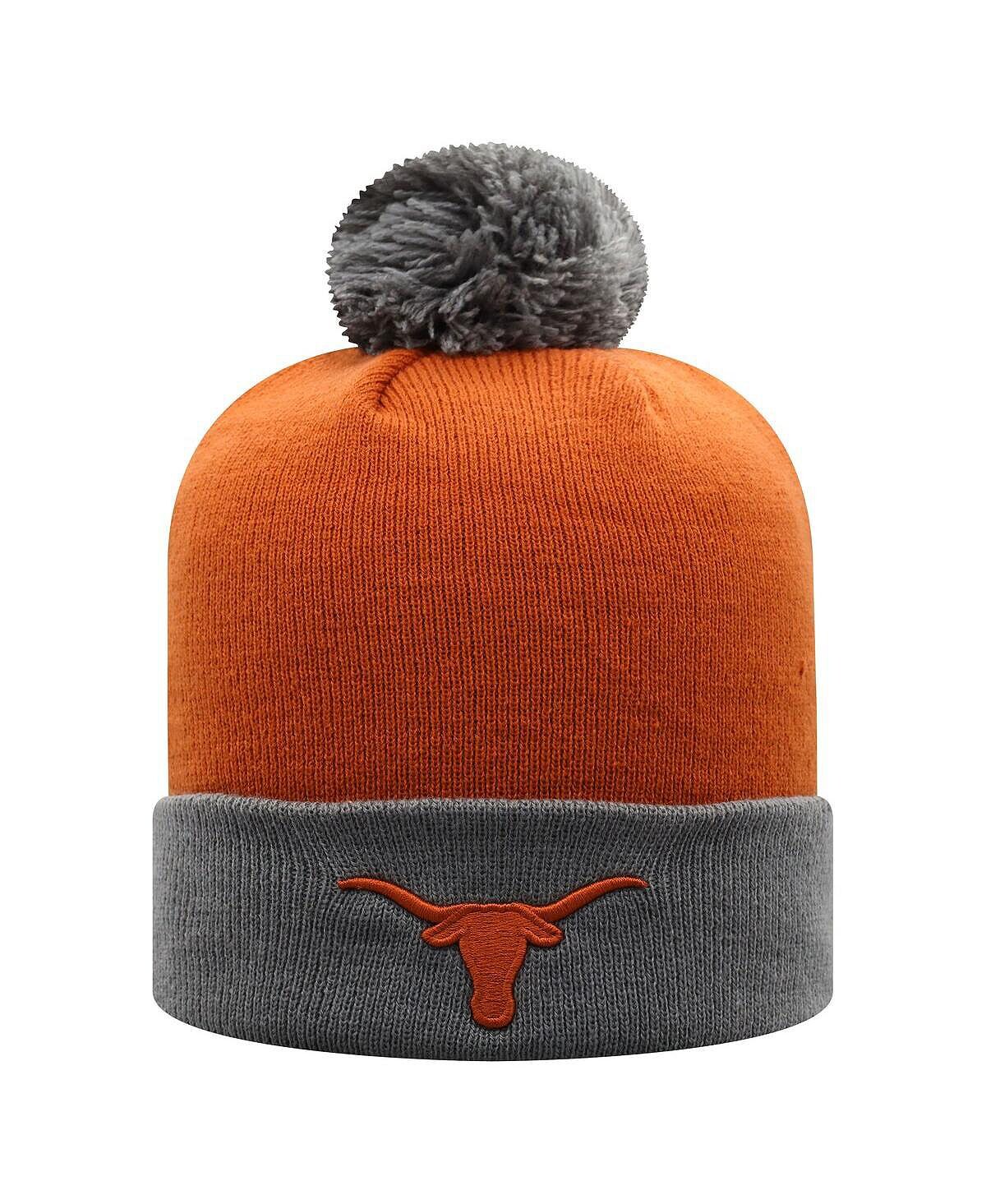 Мужская двухцветная вязаная шапка с манжетами и помпоном Texas Longhorns Core техасского оранжево-серого цвета Top of the World
Мужская двухцветная вязаная шапка с манжетами и помпоном Texas Longhorns Core техасского оранжево-серого цвета Top of the World