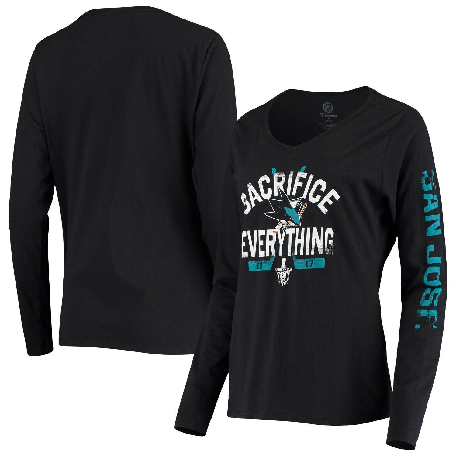 Черная женская футболка с длинным рукавом с логотипом Fanatics San Jose Sharks Кубка Стэнли Playoffs 2017 Sacrifice Everything Fanatics
Черная женская футболка с длинным рукавом с логотипом Fanatics San Jose Sharks Кубка Стэнли Playoffs 2017 Sacrifice Everything Fanatics