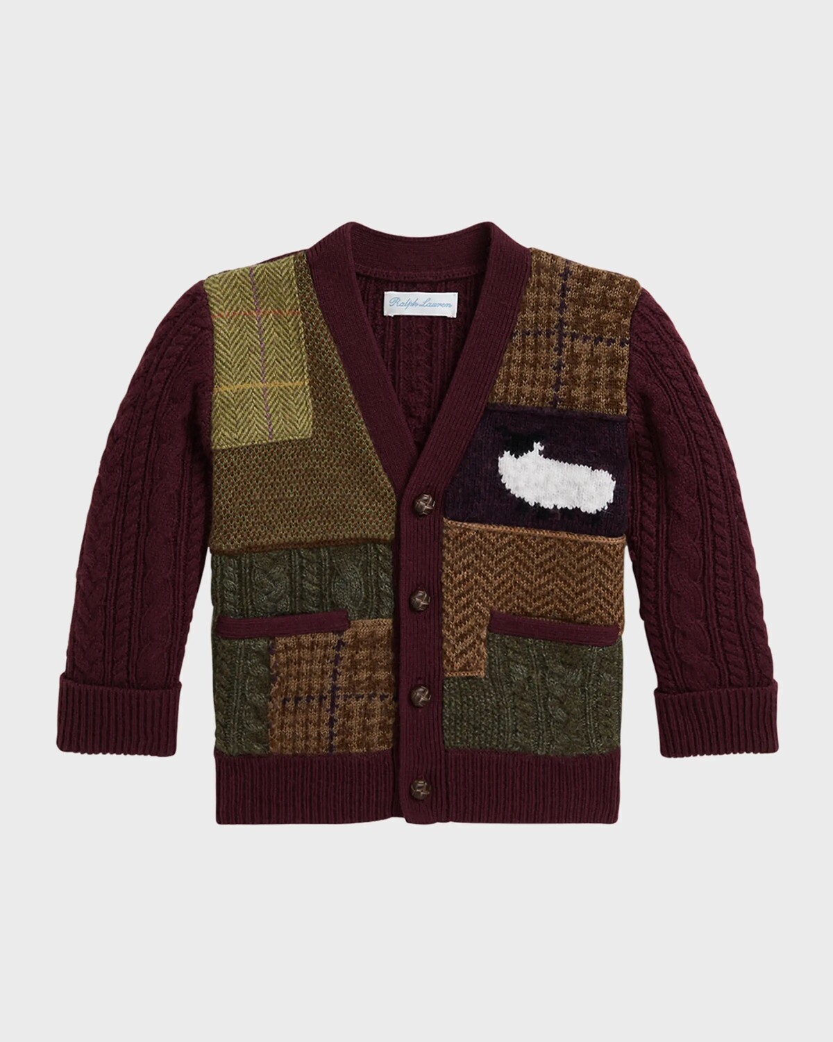 Кардиган для мальчика с разноцветным пэчворком, размер 3М-24М Ralph Lauren Childrenswear, цвет Aubergine Heather
Кардиган для мальчика с разноцветным пэчворком, размер 3М-24М Ralph Lauren Childrenswear, цвет Aubergine Heather