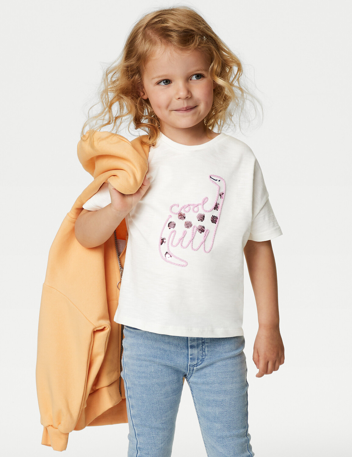 Футболка с динозавром из чистого хлопка с пайетками (2–8 лет) Marks & Spencer, слоновая кость
Футболка с динозавром из чистого хлопка с пайетками (2–8 лет) Marks & Spencer, слоновая кость