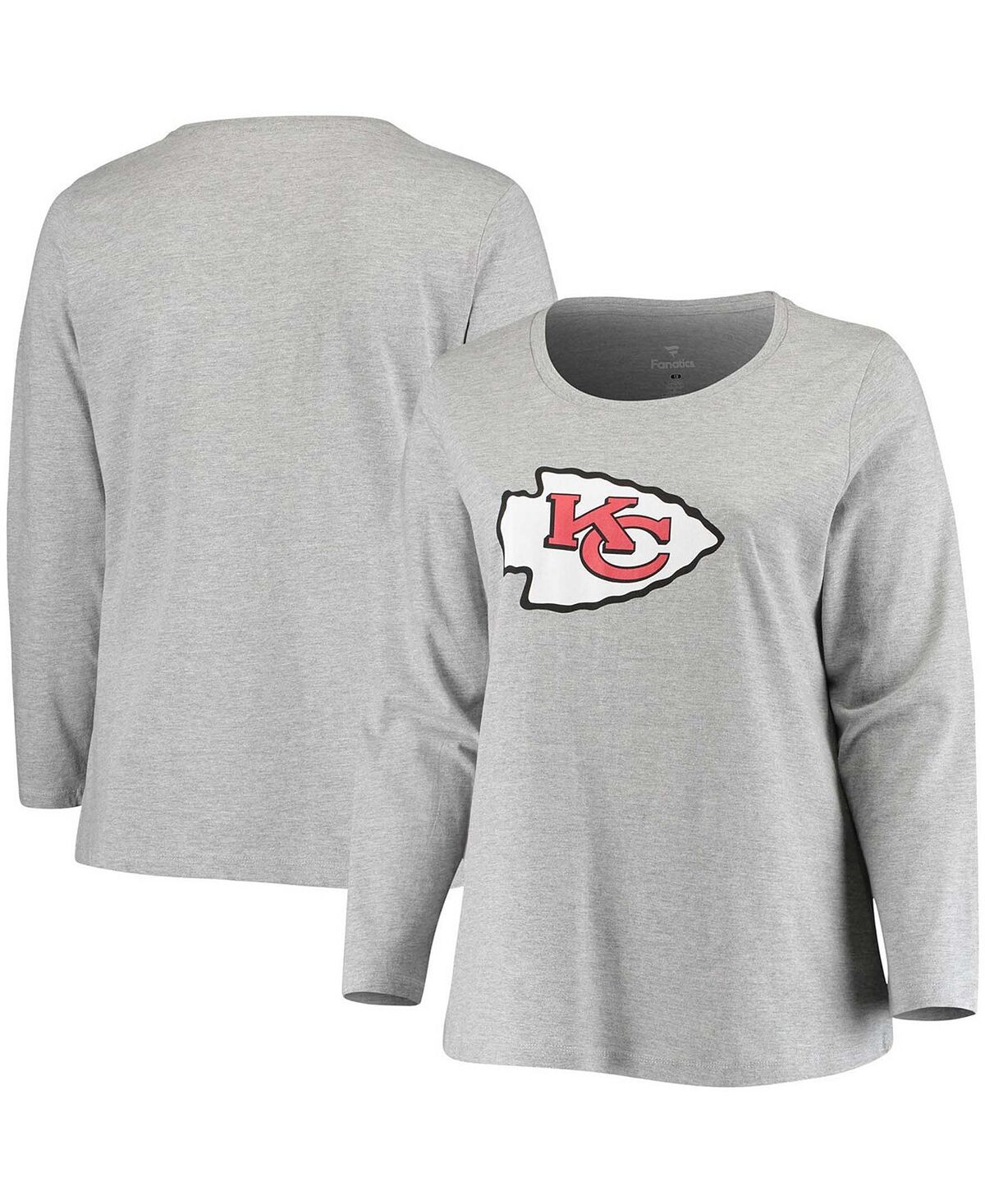 Женская серая футболка больших размеров с длинным рукавом и логотипом Kansas City Chiefs Primary Fanatics
Женская серая футболка больших размеров с длинным рукавом и логотипом Kansas City Chiefs Primary Fanatics