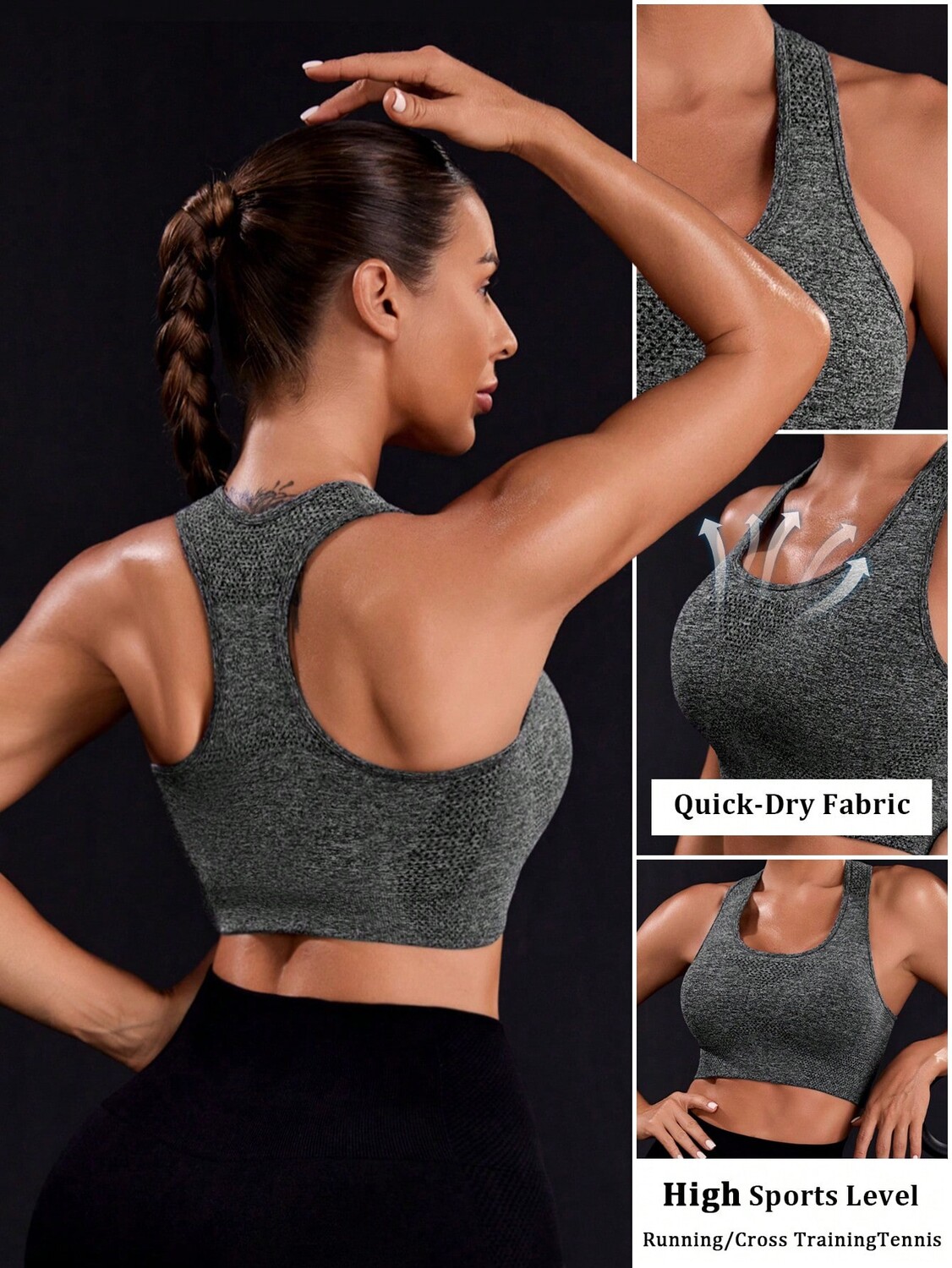 SHEIN Yoga Модный женский бесшовный спортивный бюстгальтер в контрастную полоску, серый
SHEIN Yoga Модный женский бесшовный спортивный бюстгальтер в контрастную полоску, серый