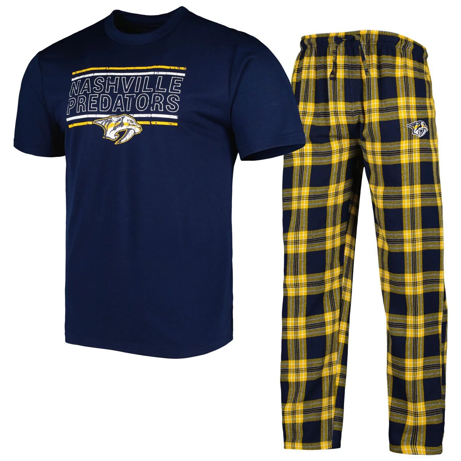 Мужская футболка и брюки для сна с темно-синим/золотым значком Nashville Predators Concepts Sport
Мужская футболка и брюки для сна с темно-синим/золотым значком Nashville Predators Concepts Sport