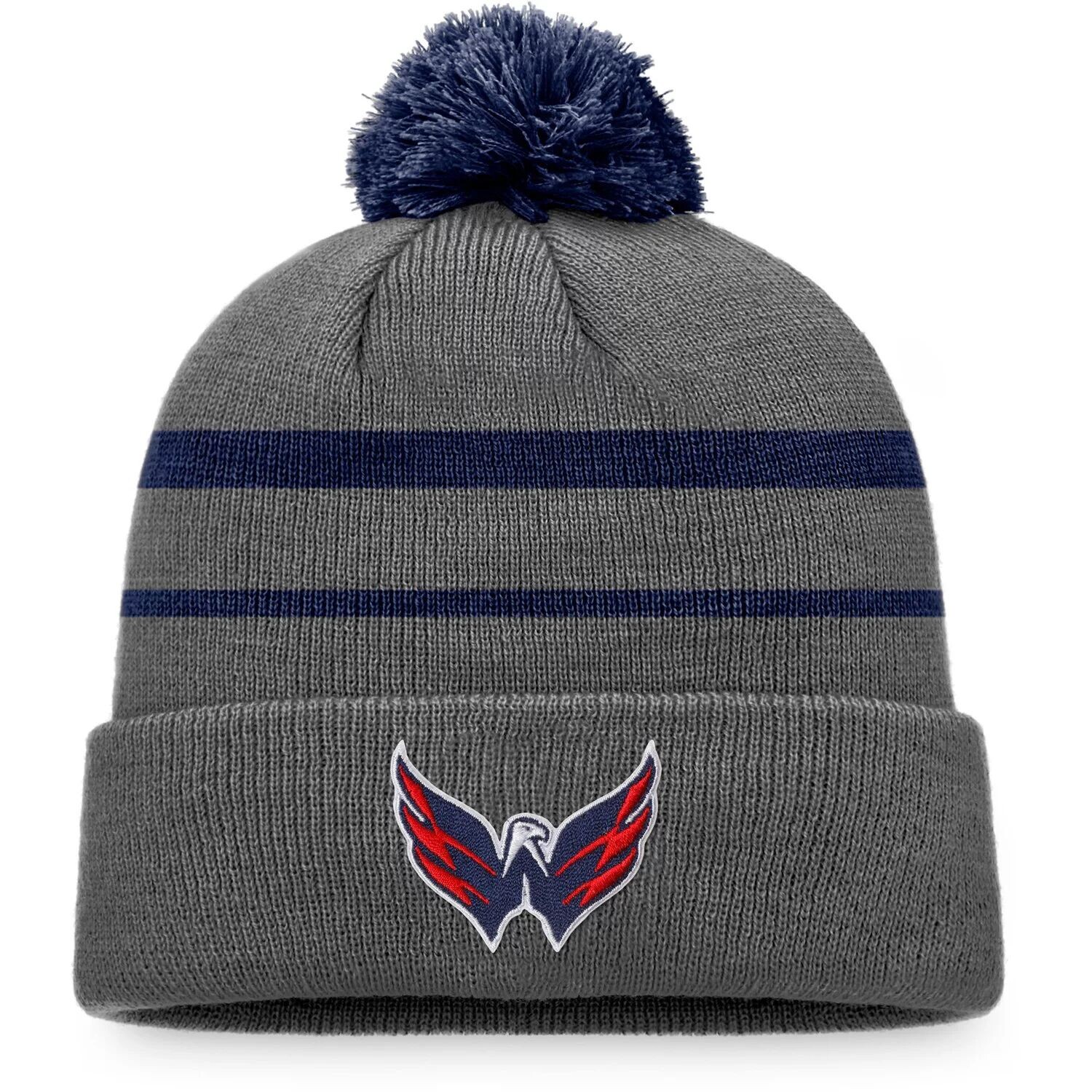 Мужская вязаная шапка Fanatics Branded Charcoal/темно-синяя Washington Capitals с манжетами и помпоном
Мужская вязаная шапка Fanatics Branded Charcoal/темно-синяя Washington Capitals с манжетами и помпоном